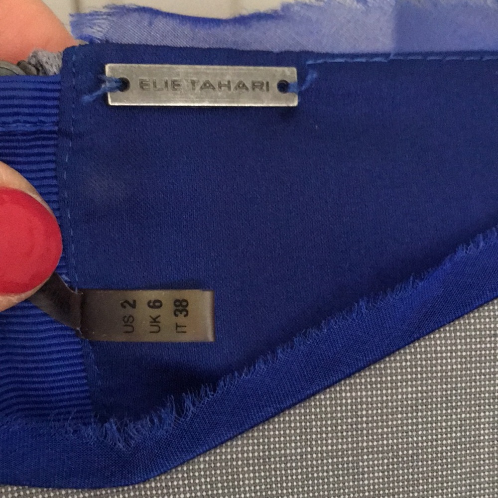 Elie Tahari Gray Dress with Blue Accents - Picture 2 of 4